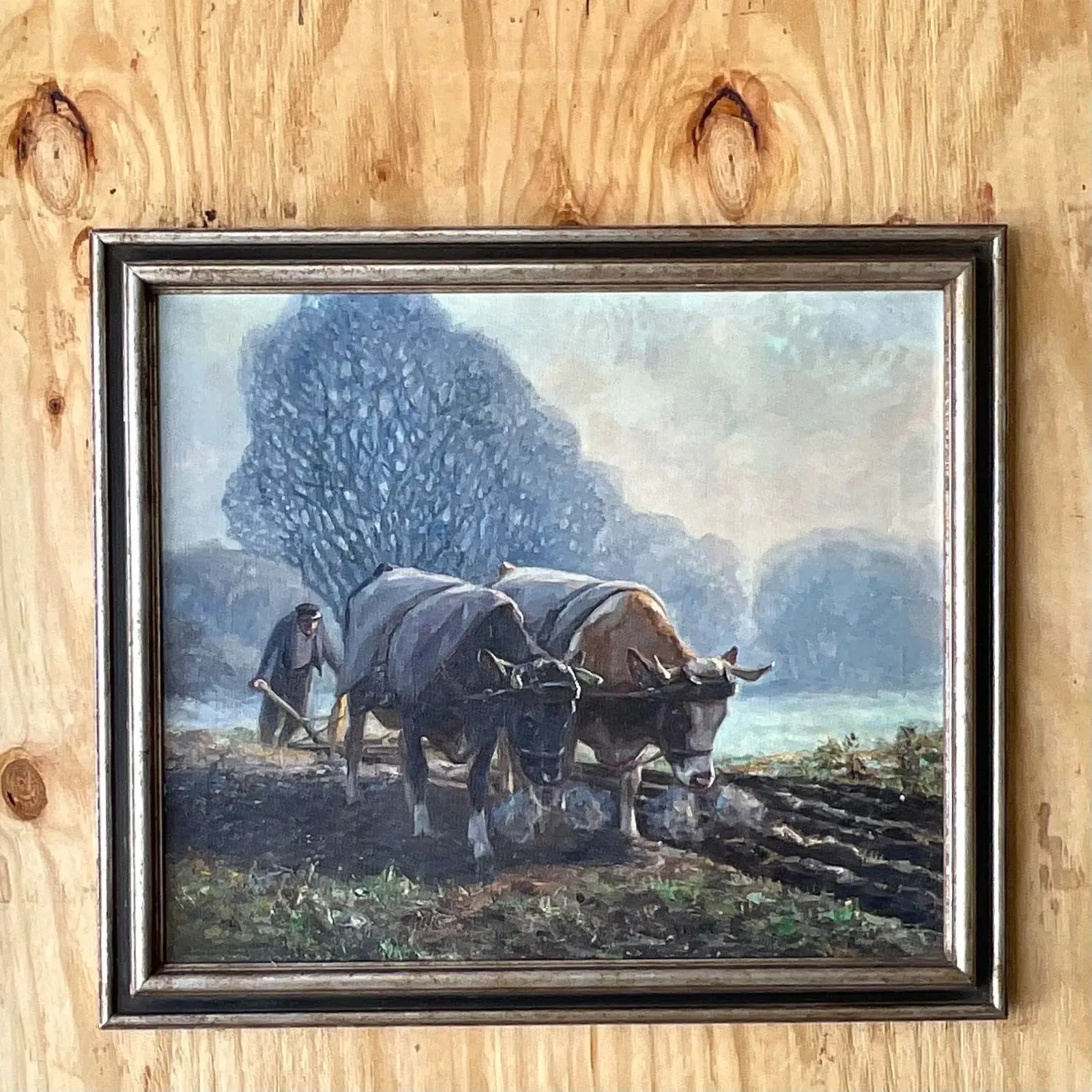 Vintage Boho Original Oil Pastoral Painting Signed Eugen Osswald — additional photo 1
