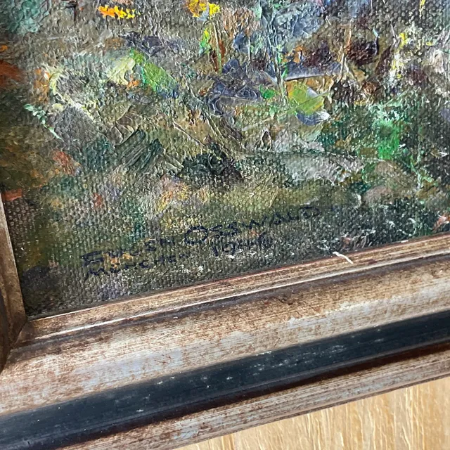 Vintage Boho Original Oil Pastoral Painting Signed Eugen Osswald — additional photo 7