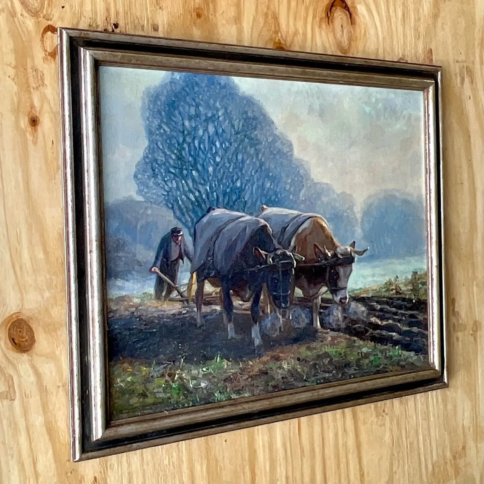 Vintage Boho Original Oil Pastoral Painting Signed Eugen Osswald — additional photo 3
