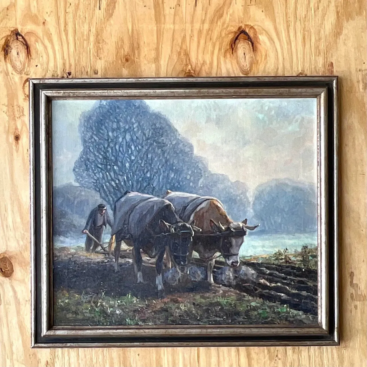 Vintage Boho Original Oil Pastoral Painting Signed Eugen Osswald
