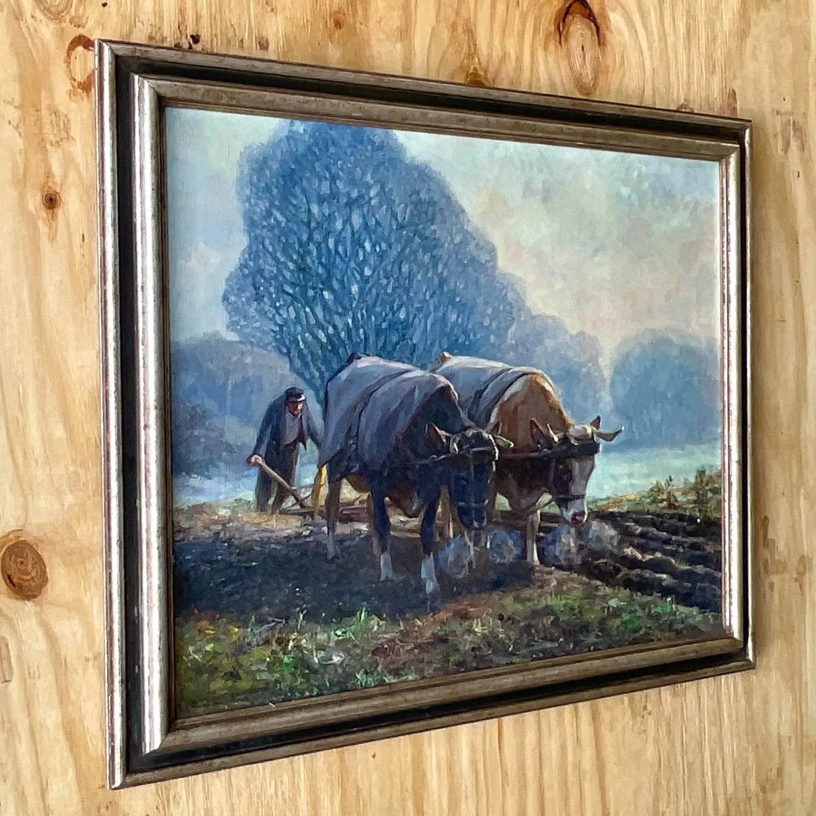 Vintage Boho Original Oil Pastoral Painting Signed Eugen Osswald — additional photo 2