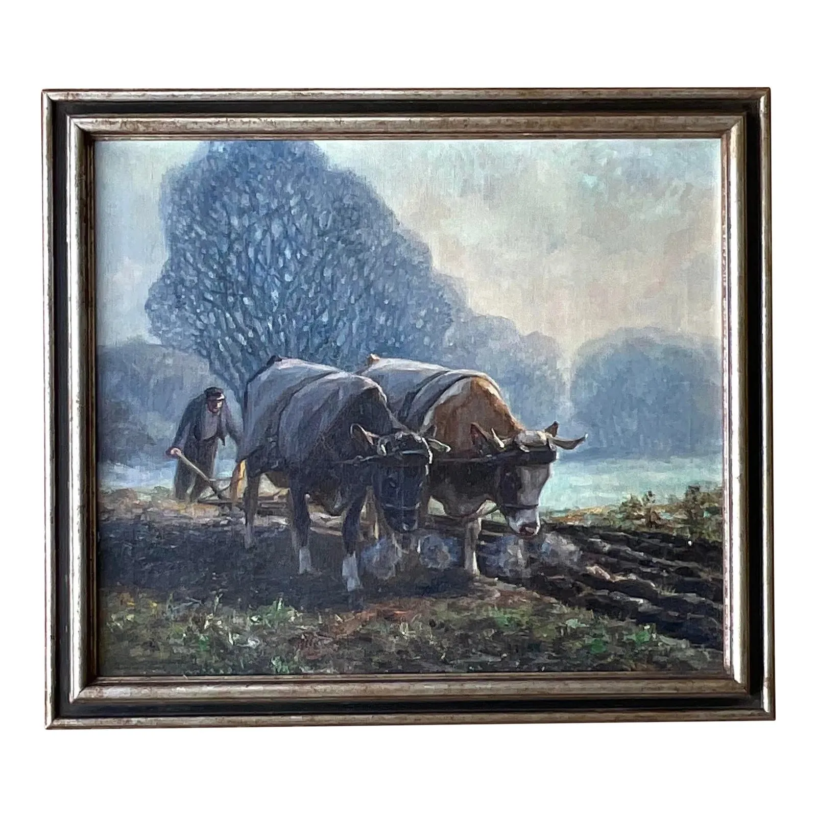 Vintage Boho Original Oil Pastoral Painting Signed Eugen Osswald — additional photo 8