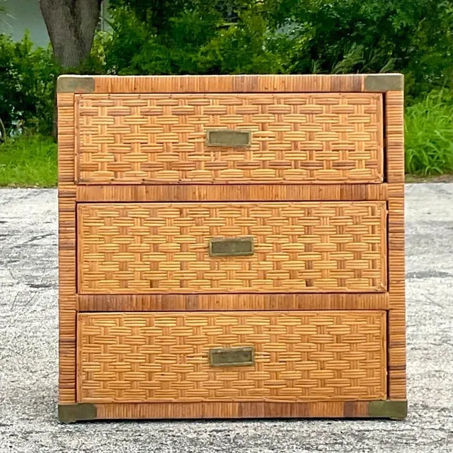 Late 20th Century Vintage Coastal Wrapped Rattan Chest of Drawers — additional photo 4