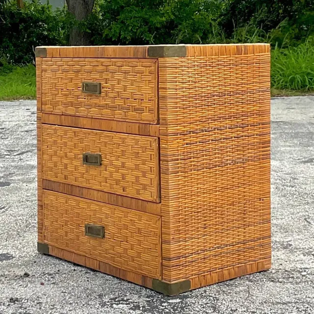 Late 20th Century Vintage Coastal Wrapped Rattan Chest of Drawers — additional photo 3