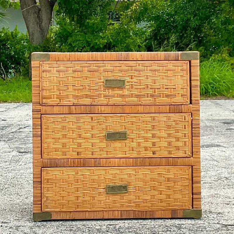 Late 20th Century Vintage Coastal Wrapped Rattan Chest of Drawers — additional photo 5