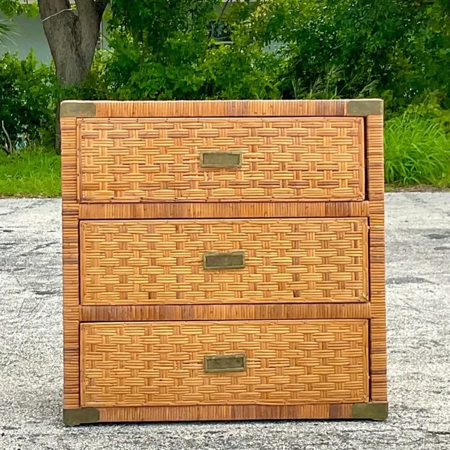 Late 20th Century Vintage Coastal Wrapped Rattan Chest of Drawers — additional photo 5