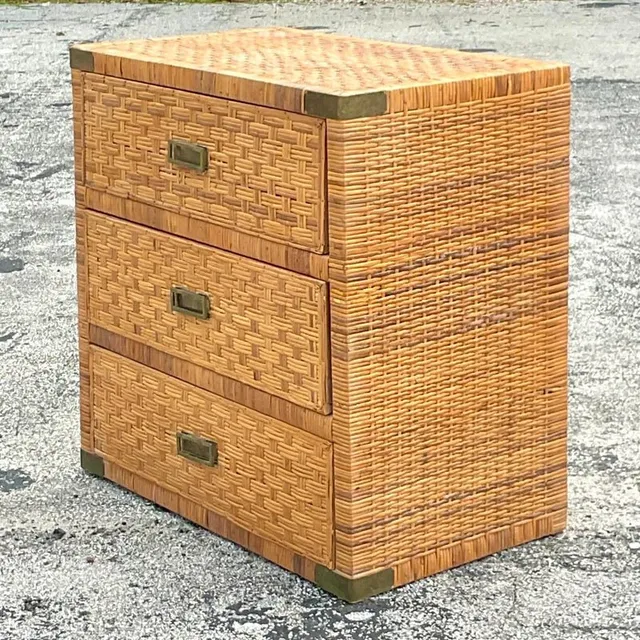 Late 20th Century Vintage Coastal Wrapped Rattan Chest of Drawers — additional photo 1