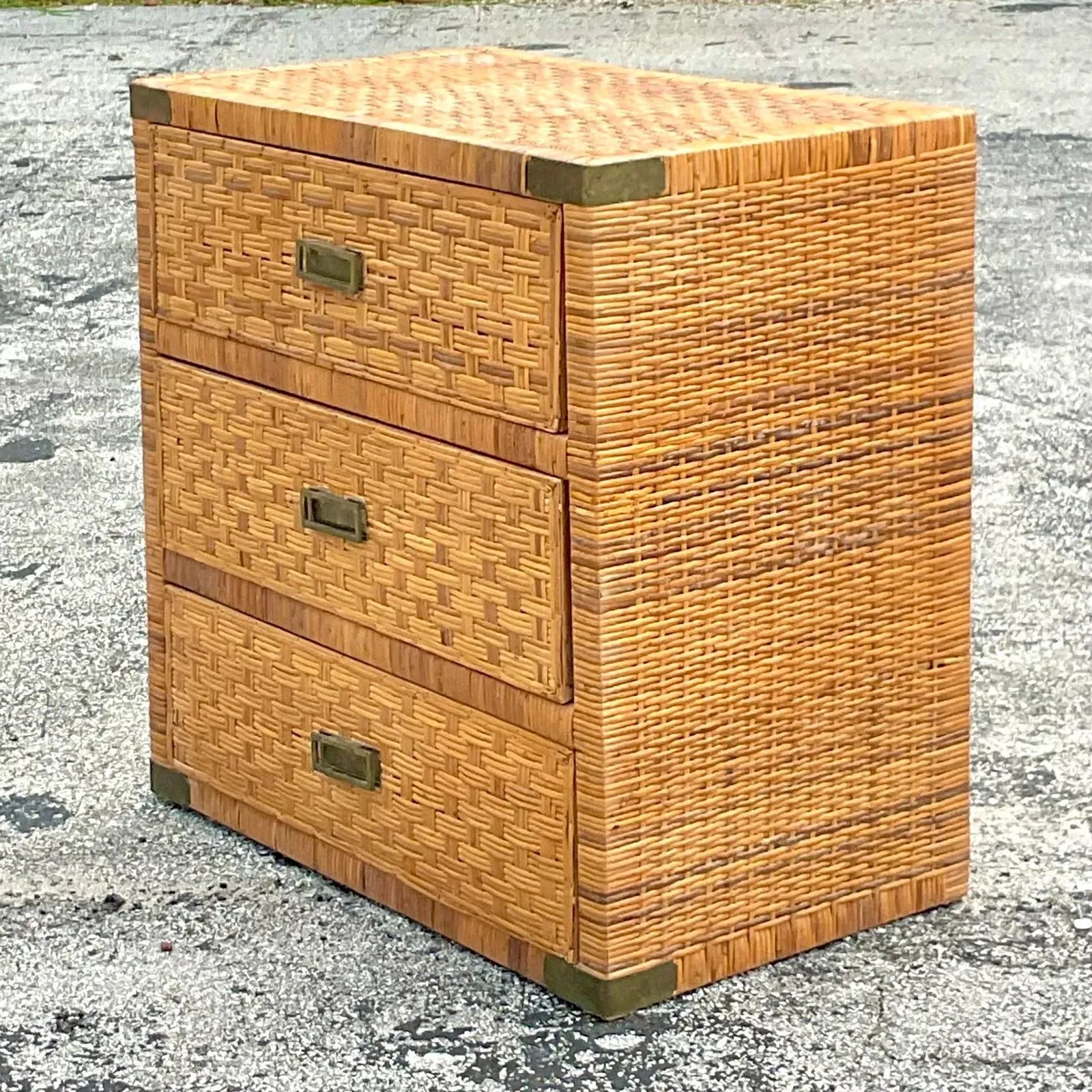 Late 20th Century Vintage Coastal Wrapped Rattan Chest of Drawers — additional photo 2