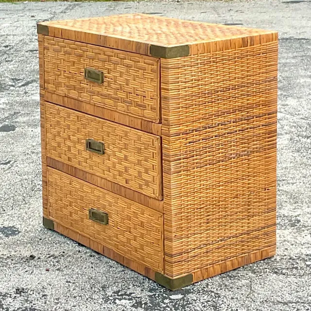 Late 20th Century Vintage Coastal Wrapped Rattan Chest of Drawers — additional photo 2