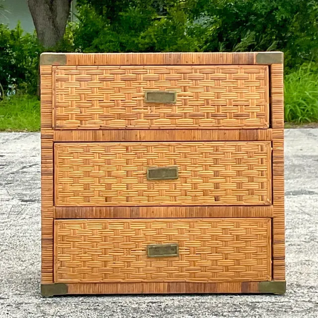 Late 20th Century Vintage Coastal Wrapped Rattan Chest of Drawers — additional photo 6