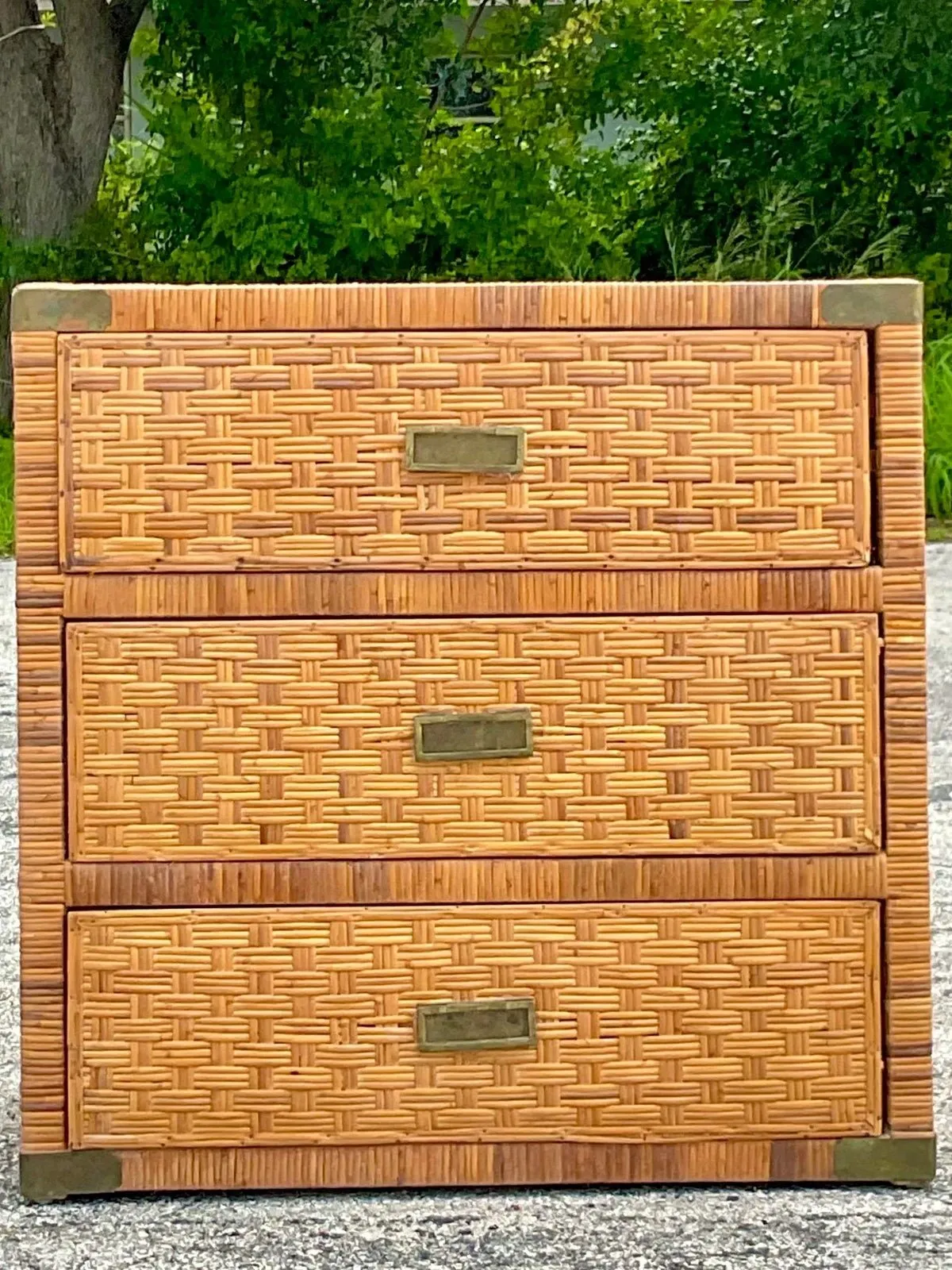 Late 20th Century Vintage Coastal Wrapped Rattan Chest of Drawers — additional photo 7