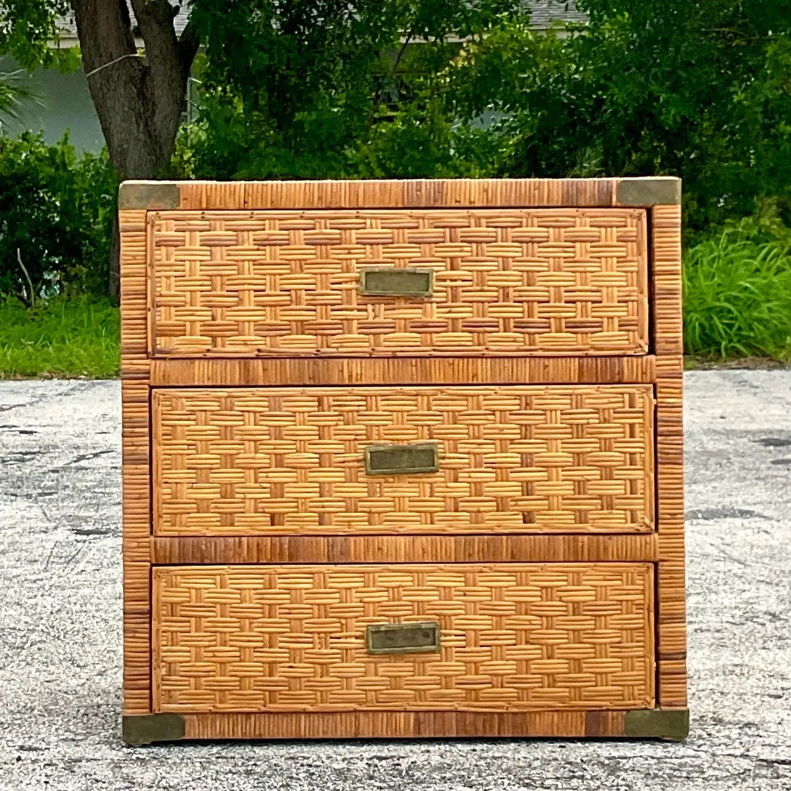 Late 20th Century Vintage Coastal Wrapped Rattan Chest of Drawers — additional photo 8