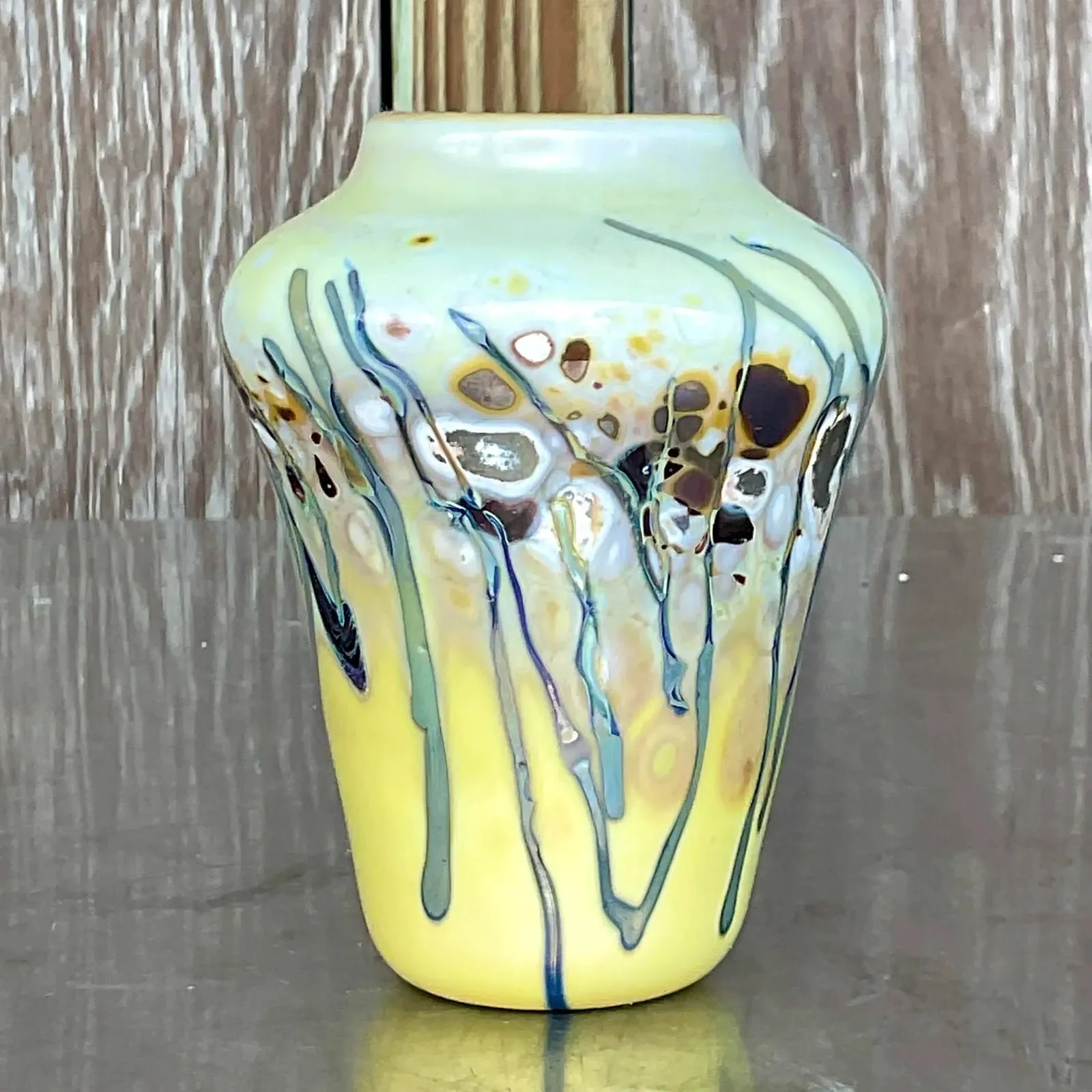 Vintage Boho Abstract Art Glass Vase — additional photo 3