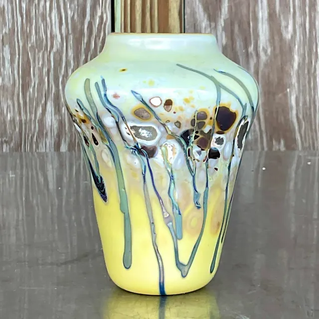 Vintage Boho Abstract Art Glass Vase — additional photo 3
