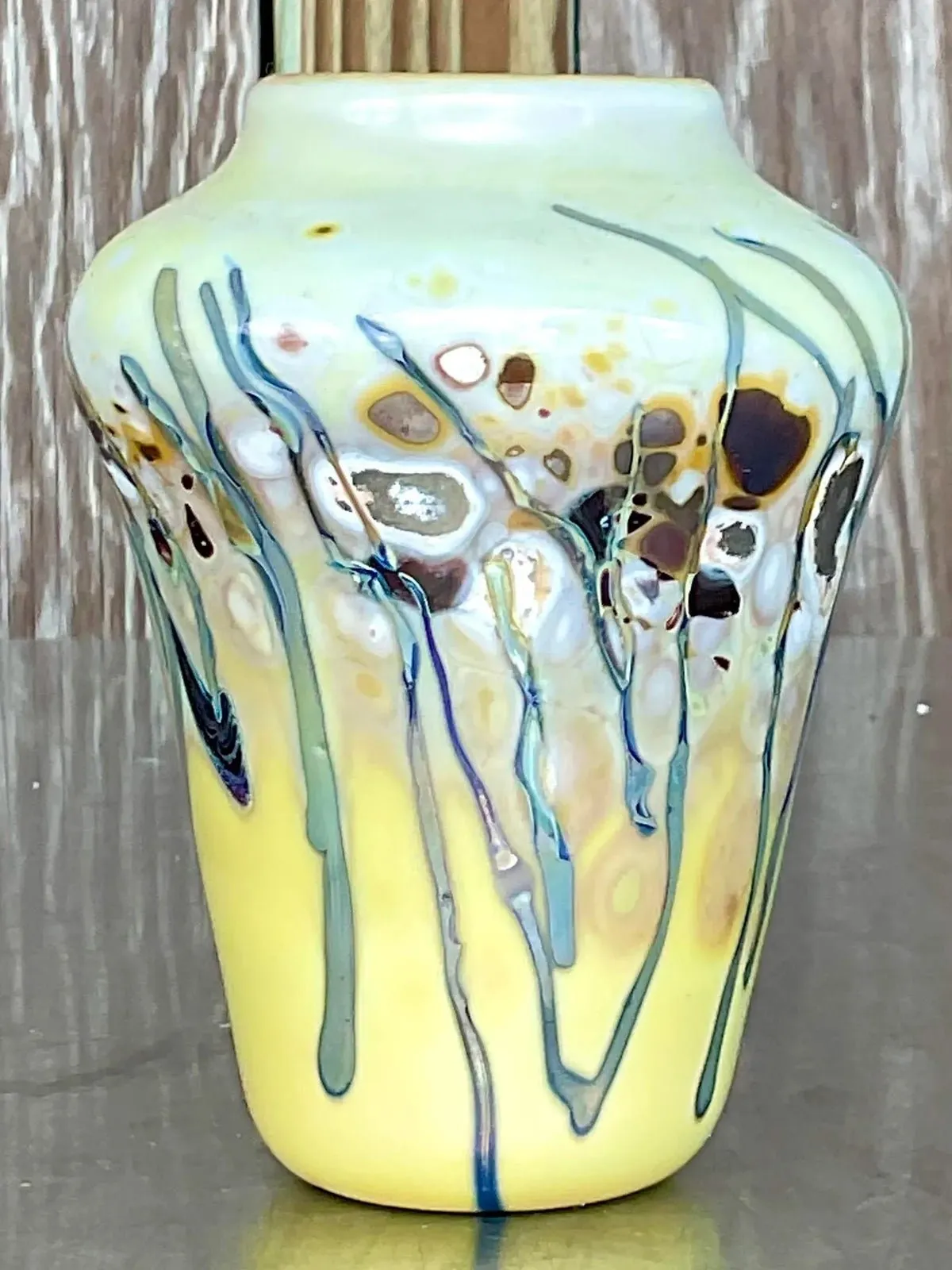 Vintage Boho Abstract Art Glass Vase — additional photo 4