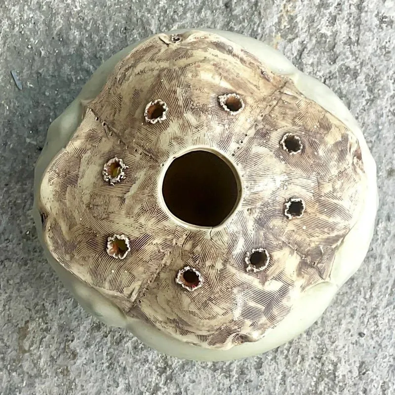 Vintage Boho Signed Studio Pottery Vase - Pottery, 7.5W x 7H — additional photo 4