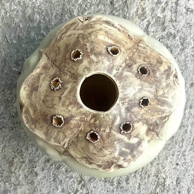 Vintage Boho Signed Studio Pottery Vase - Pottery, 7.5W x 7H — additional photo 4