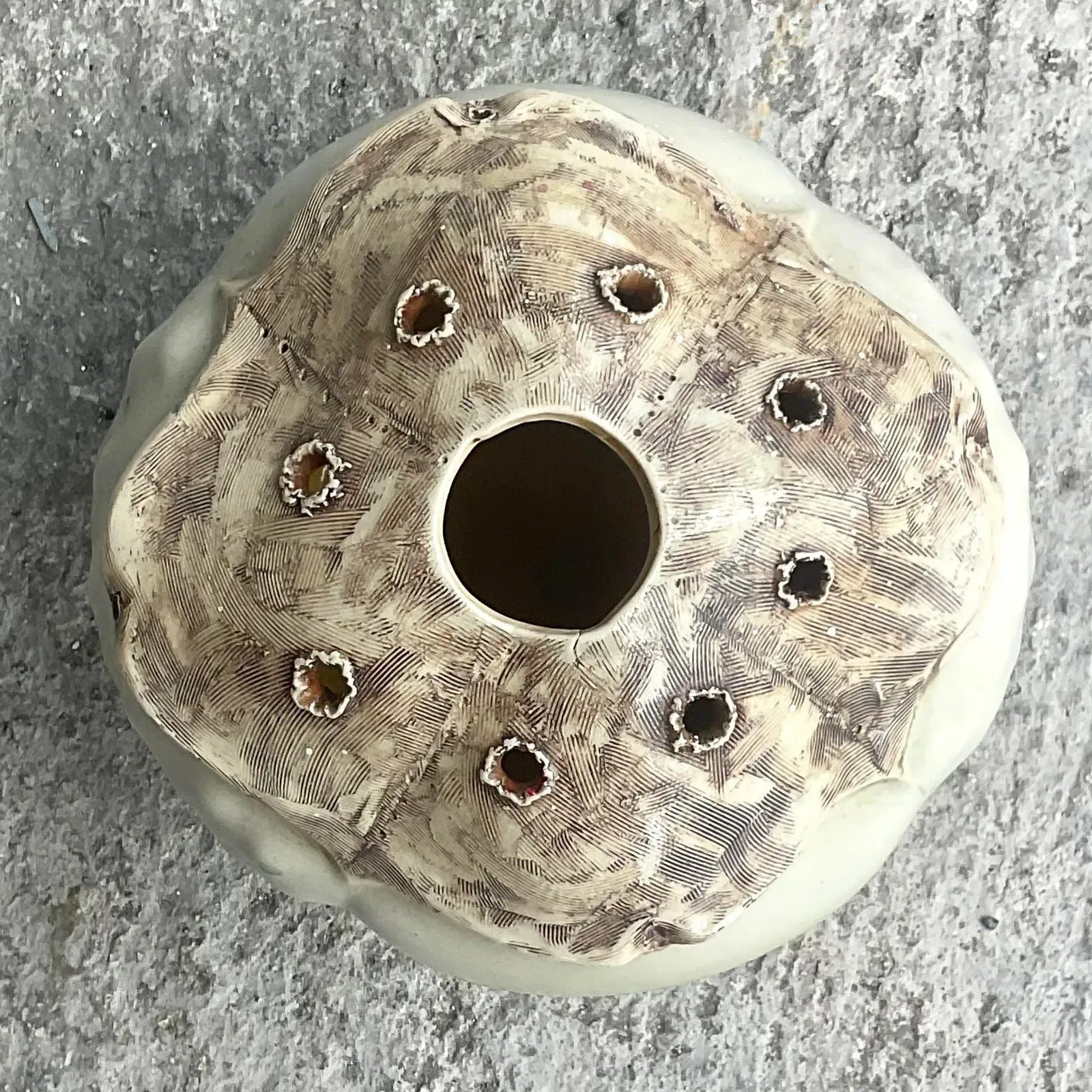 Vintage Boho Signed Studio Pottery Vase - Pottery, 7.5W x 7H — additional photo 6