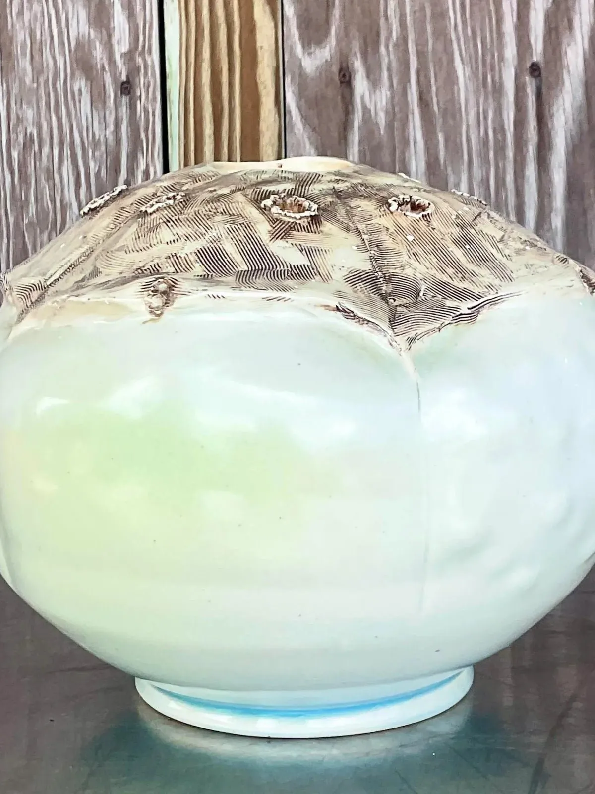 Vintage Boho Signed Studio Pottery Vase - Pottery, 7.5W x 7H — additional photo 2