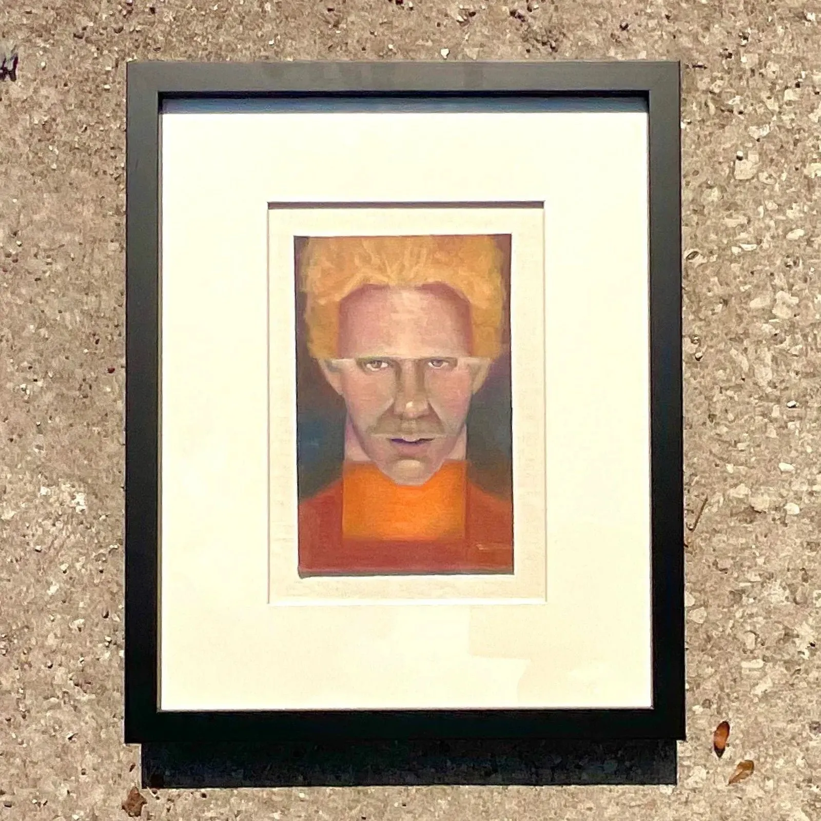 Vintage Boho Signed Original Oil Portrait on Board - Glass, 17.75W x 21.75H — additional photo 5