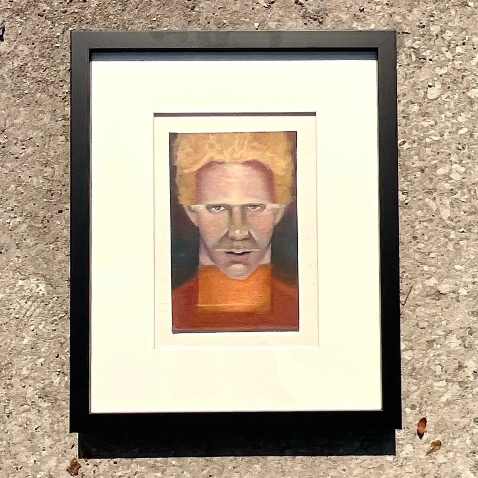 Vintage Boho Signed Original Oil Portrait on Board - Glass, 17.75W x 21.75H — additional photo 6