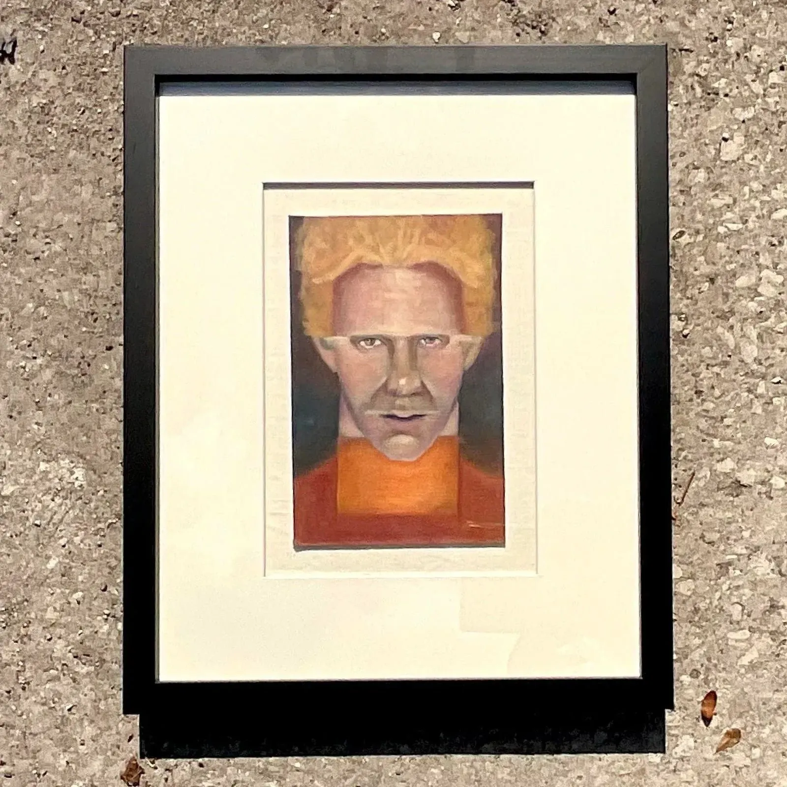 Vintage Boho Signed Original Oil Portrait on Board - Glass, 17.75W x 21.75H — additional photo 7