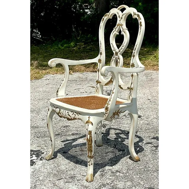 Vintage Regency Chinoiserie Chippendale Arm Chair — additional photo 4