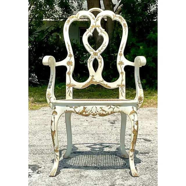 Vintage Regency Chinoiserie Chippendale Arm Chair — additional photo 1
