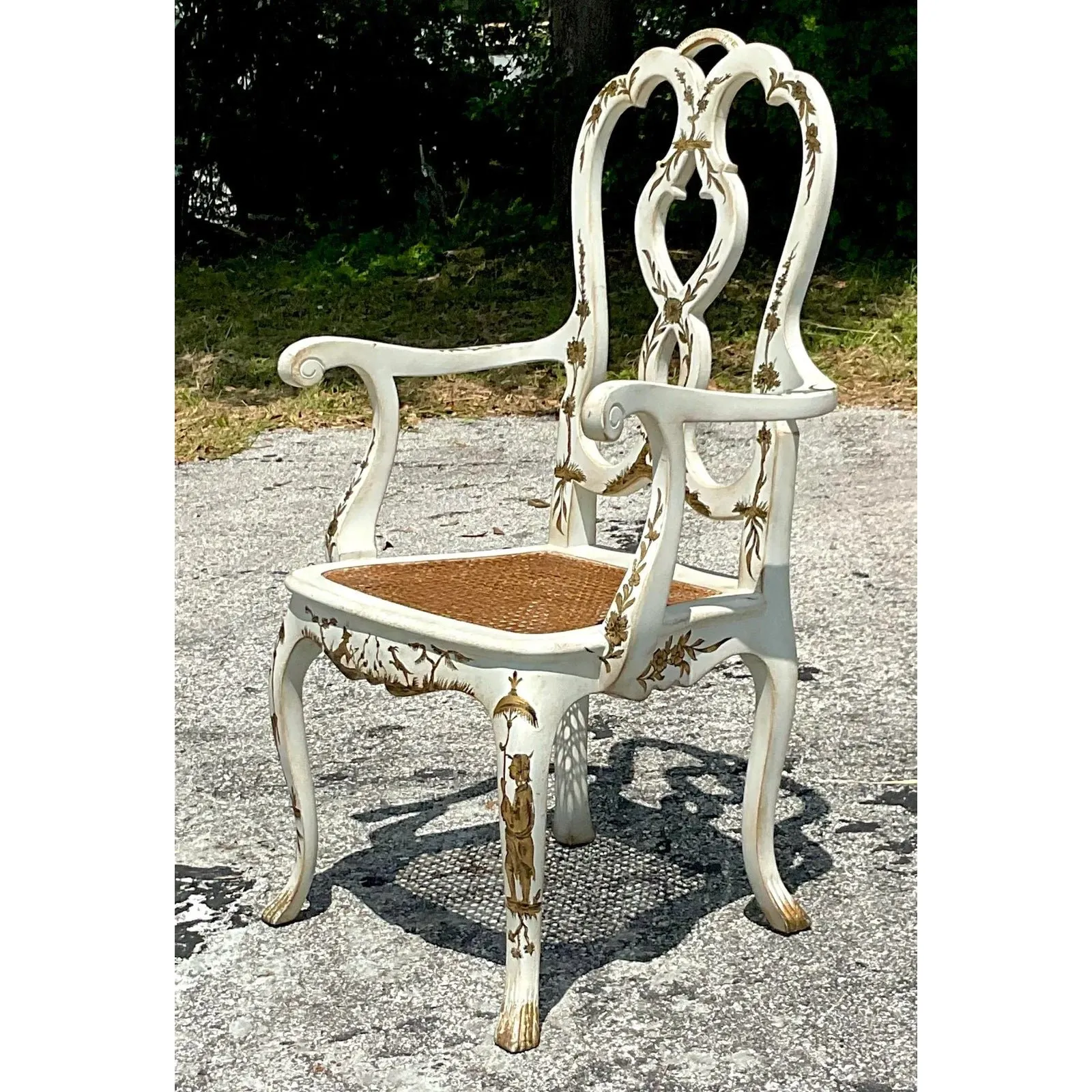 Vintage Regency Chinoiserie Chippendale Arm Chair — additional photo 5
