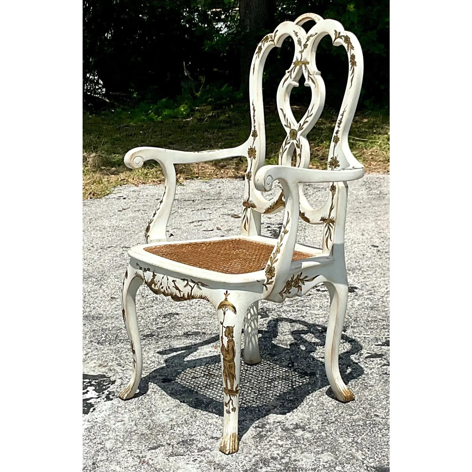 Vintage Regency Chinoiserie Chippendale Arm Chair — additional photo 7