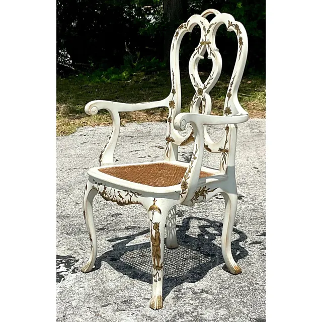 Vintage Regency Chinoiserie Chippendale Arm Chair — additional photo 7