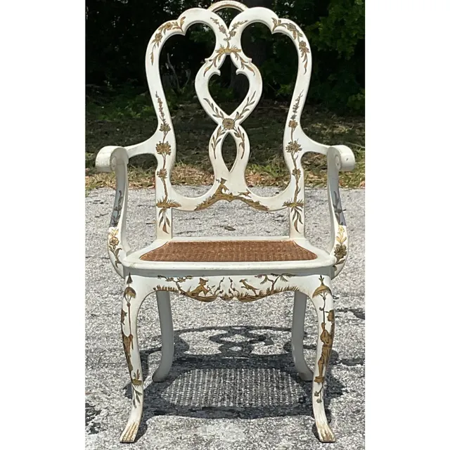 Vintage Regency Chinoiserie Chippendale Arm Chair — additional photo 2