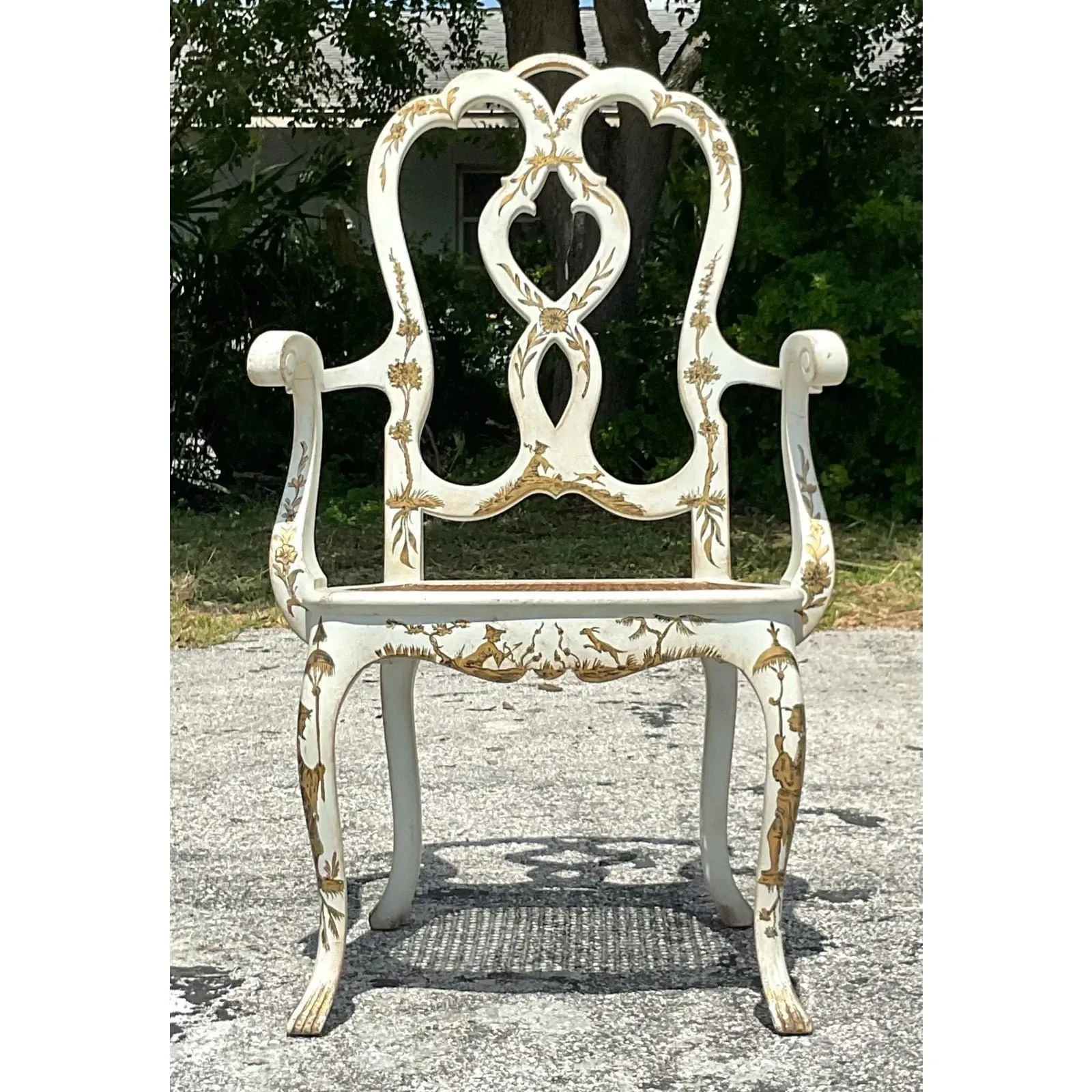 Vintage Regency Chinoiserie Chippendale Arm Chair — additional photo 3