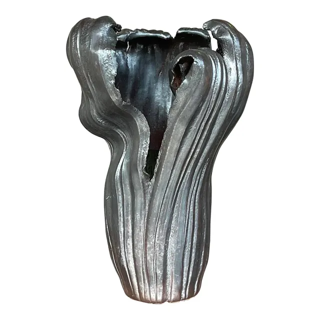 Vintage Boho Signed Studio Pottery Vase - Pottery, 7W x 12.25H — additional photo 1