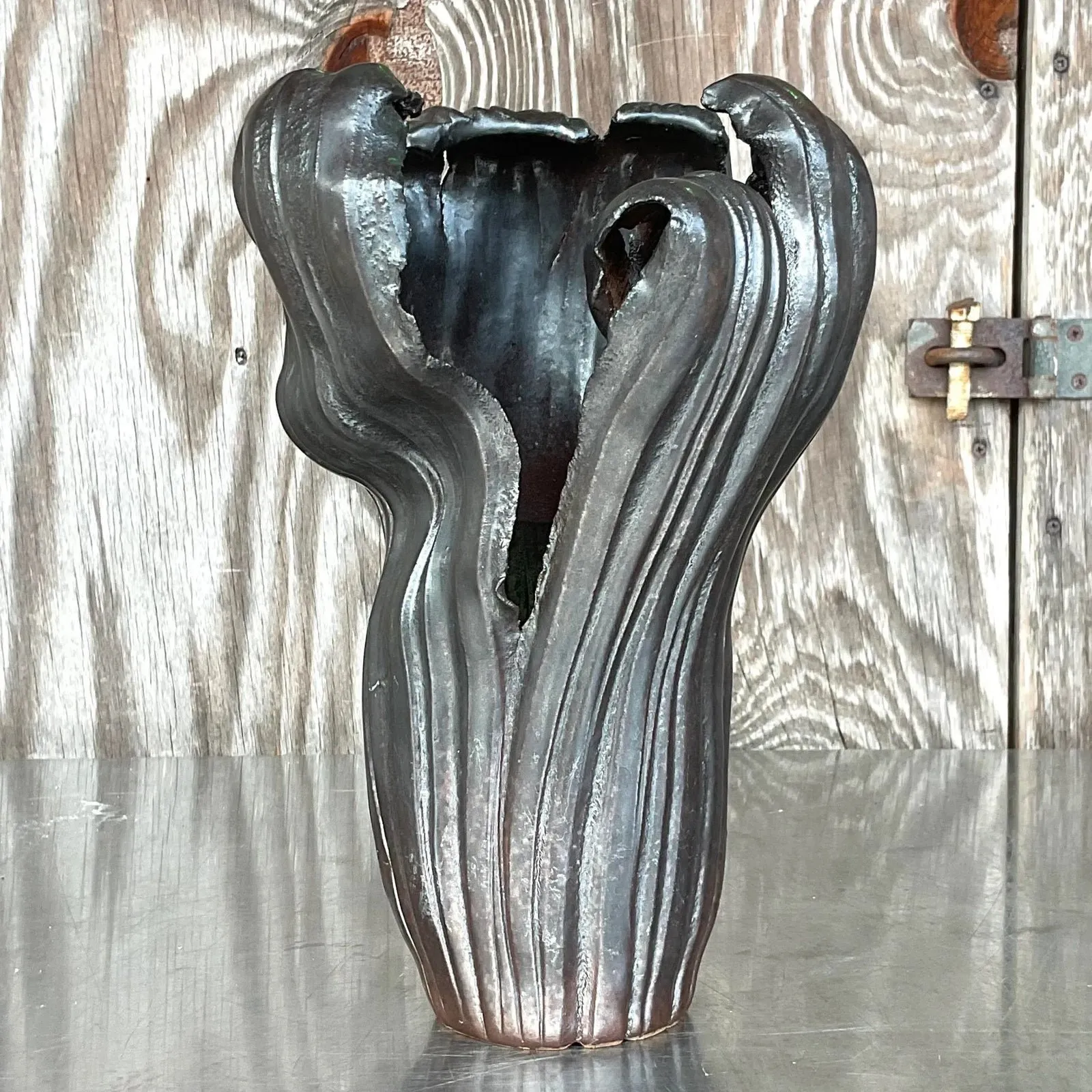 Vintage Boho Signed Studio Pottery Vase - Pottery, 7W x 12.25H — additional photo 5