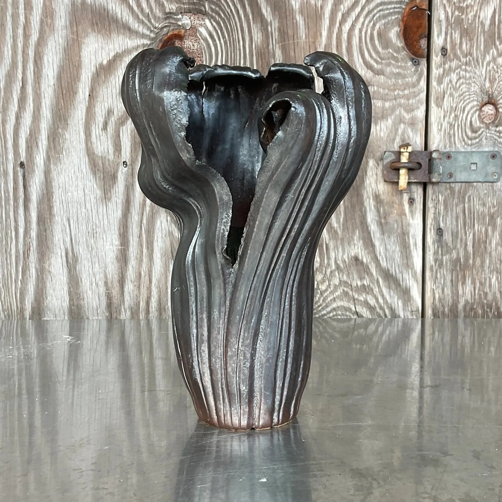 Vintage Boho Signed Studio Pottery Vase - Pottery, 7W x 12.25H — additional photo 7