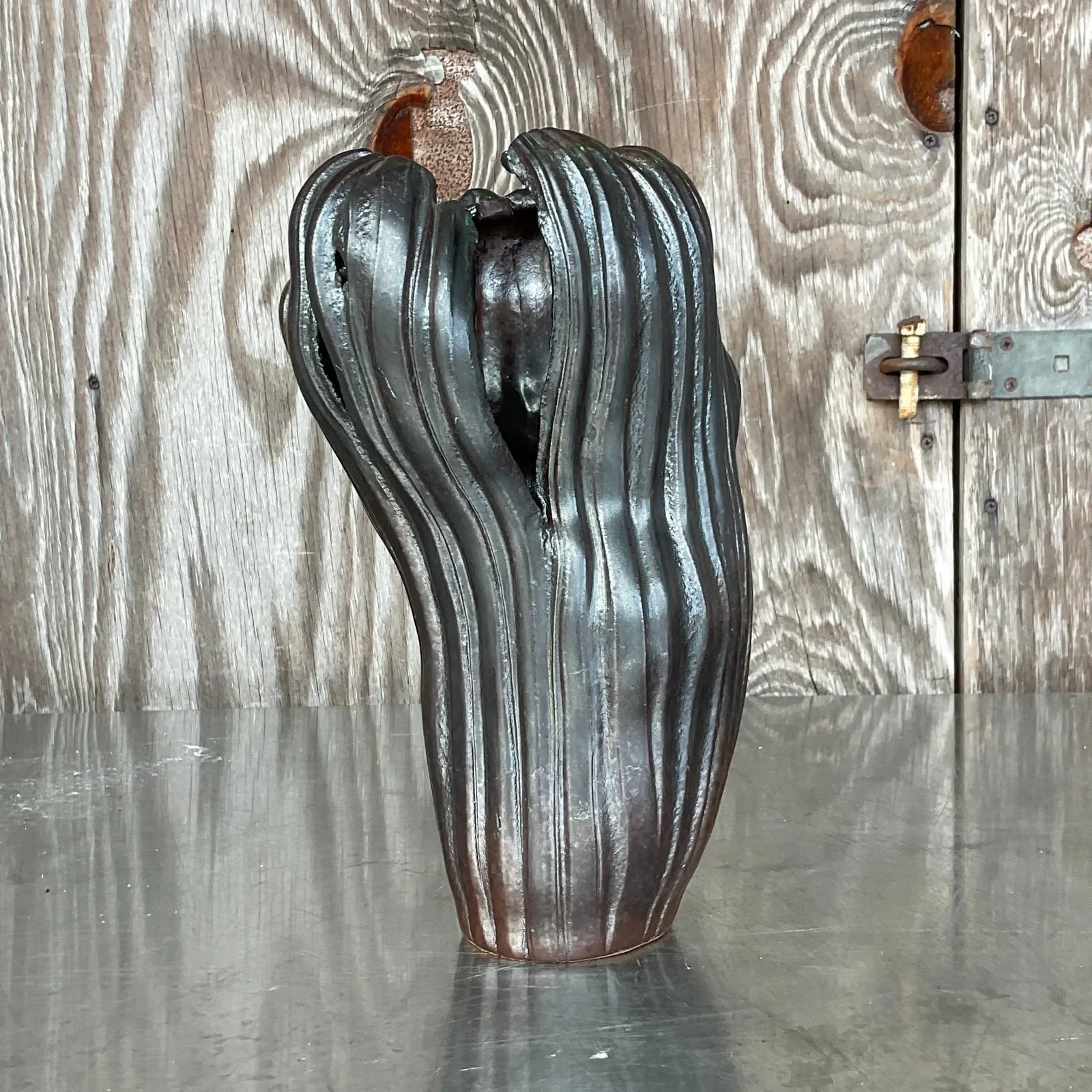 Vintage Boho Signed Studio Pottery Vase - Pottery, 7W x 12.25H — additional photo 8