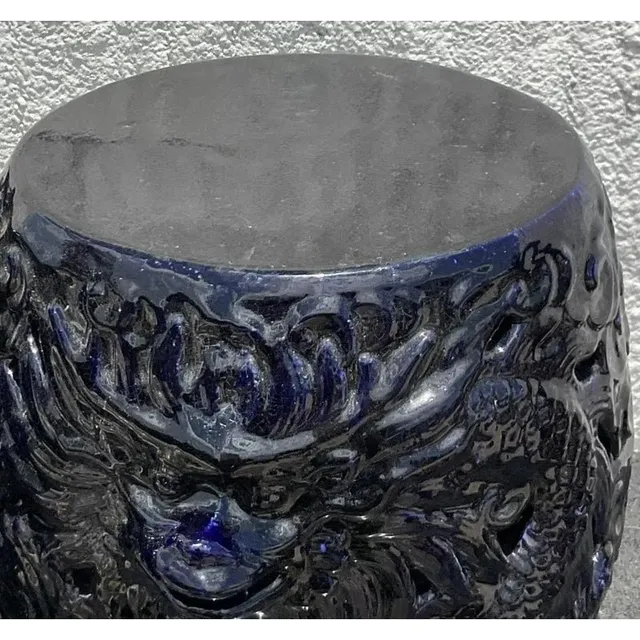 Vintage Boho Glazed Ceramic Dragon Stools - a Pair — additional photo 6