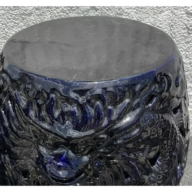 Vintage Boho Glazed Ceramic Dragon Stools - a Pair — additional photo 7