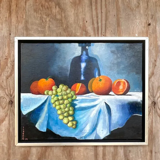 Vintage Boho Signed Original Oil Painting, Still Life on Canvas — additional photo 7