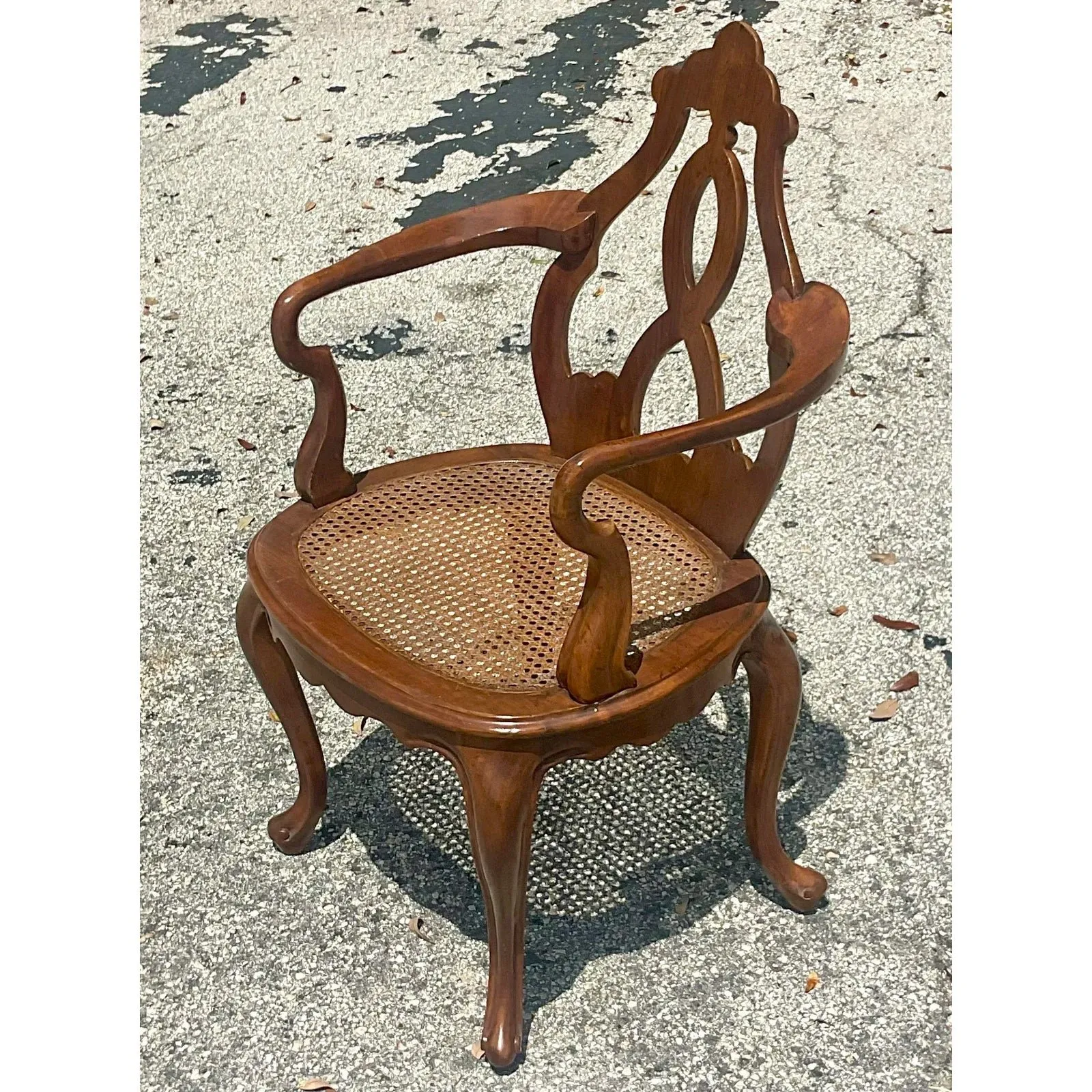 Vintage Boho Italian Fruitwood Venetian Style Cane Chair — additional photo 3