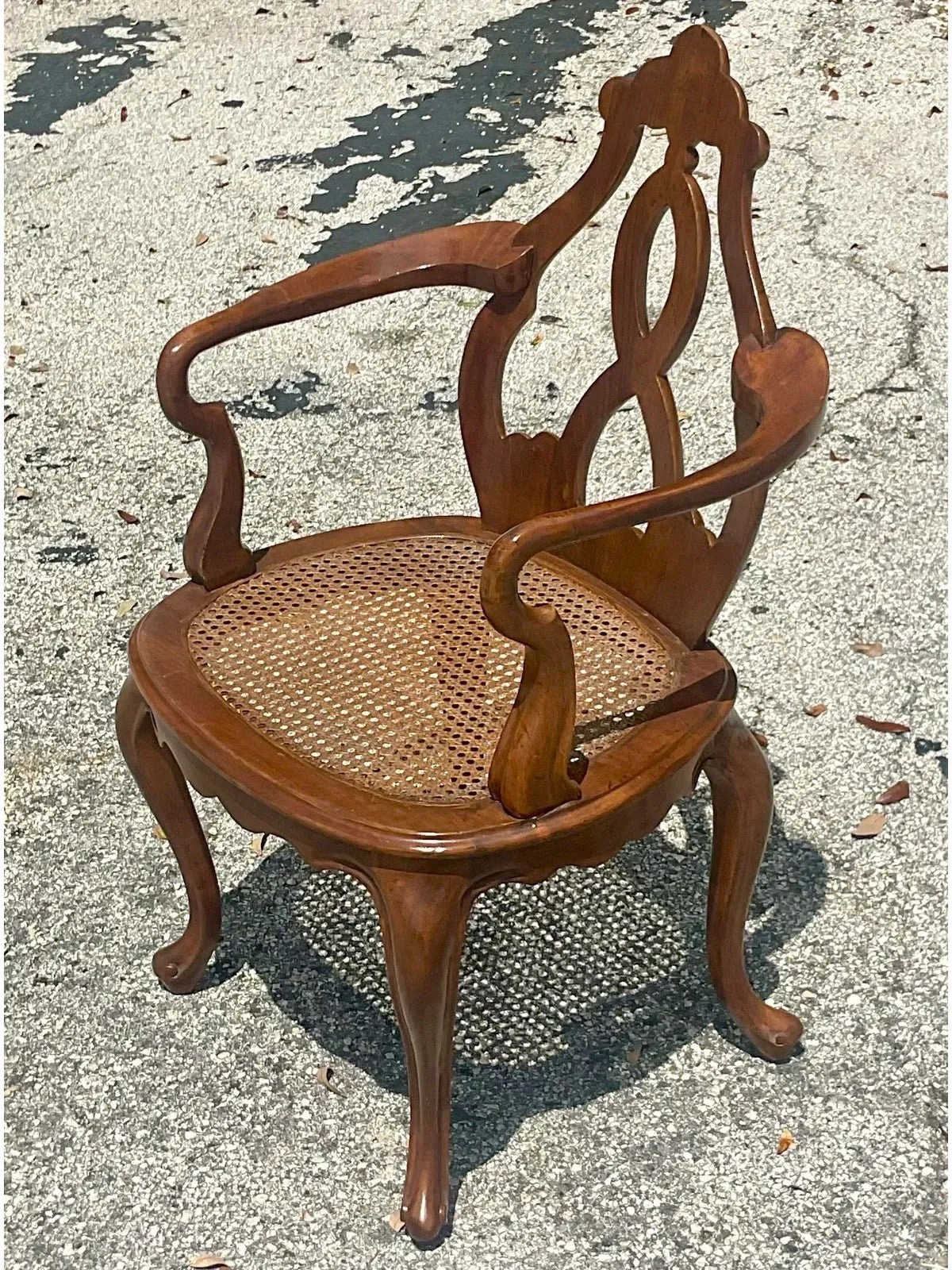 Vintage Boho Italian Fruitwood Venetian Style Cane Chair — additional photo 2