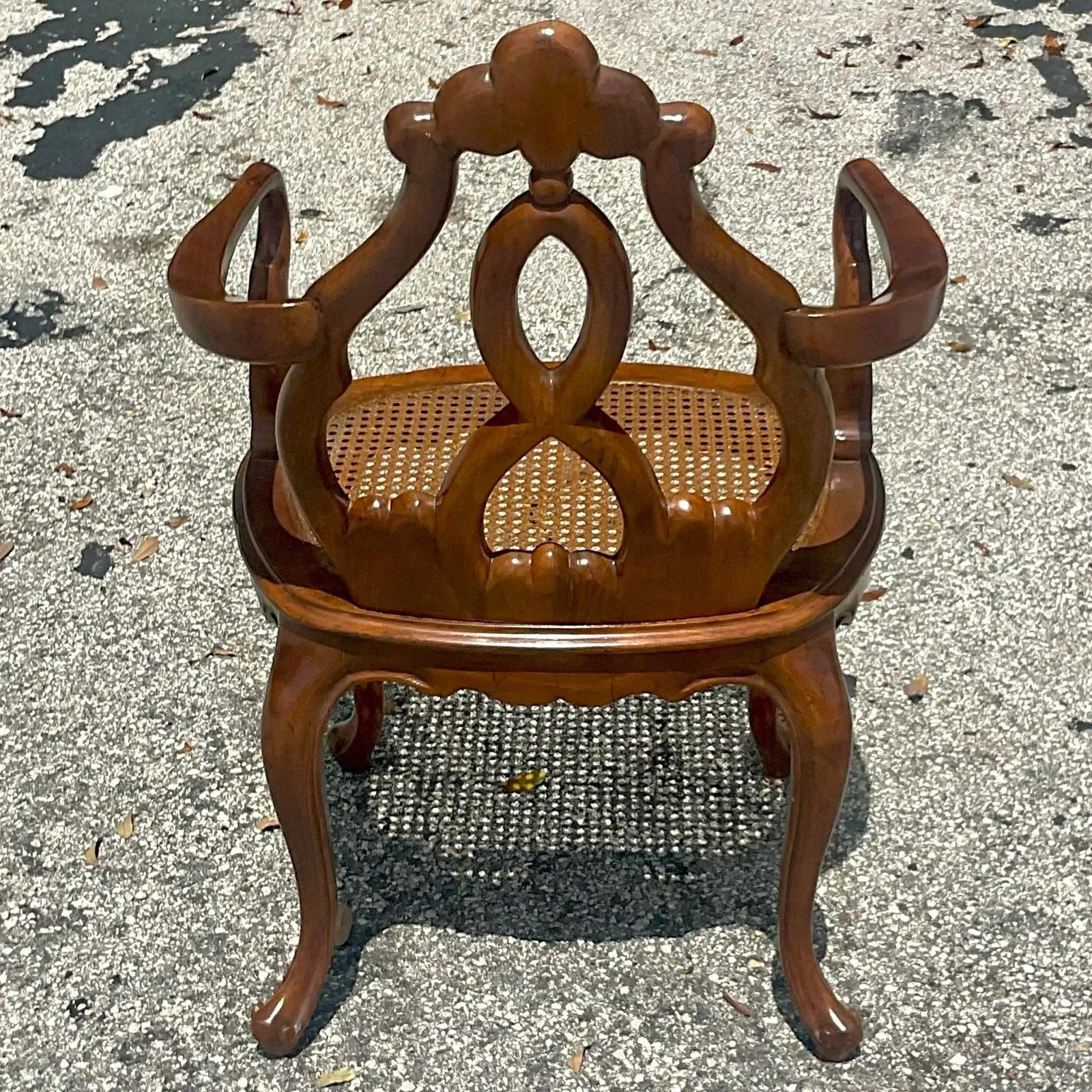 Vintage Boho Italian Fruitwood Venetian Style Cane Chair — additional photo 6