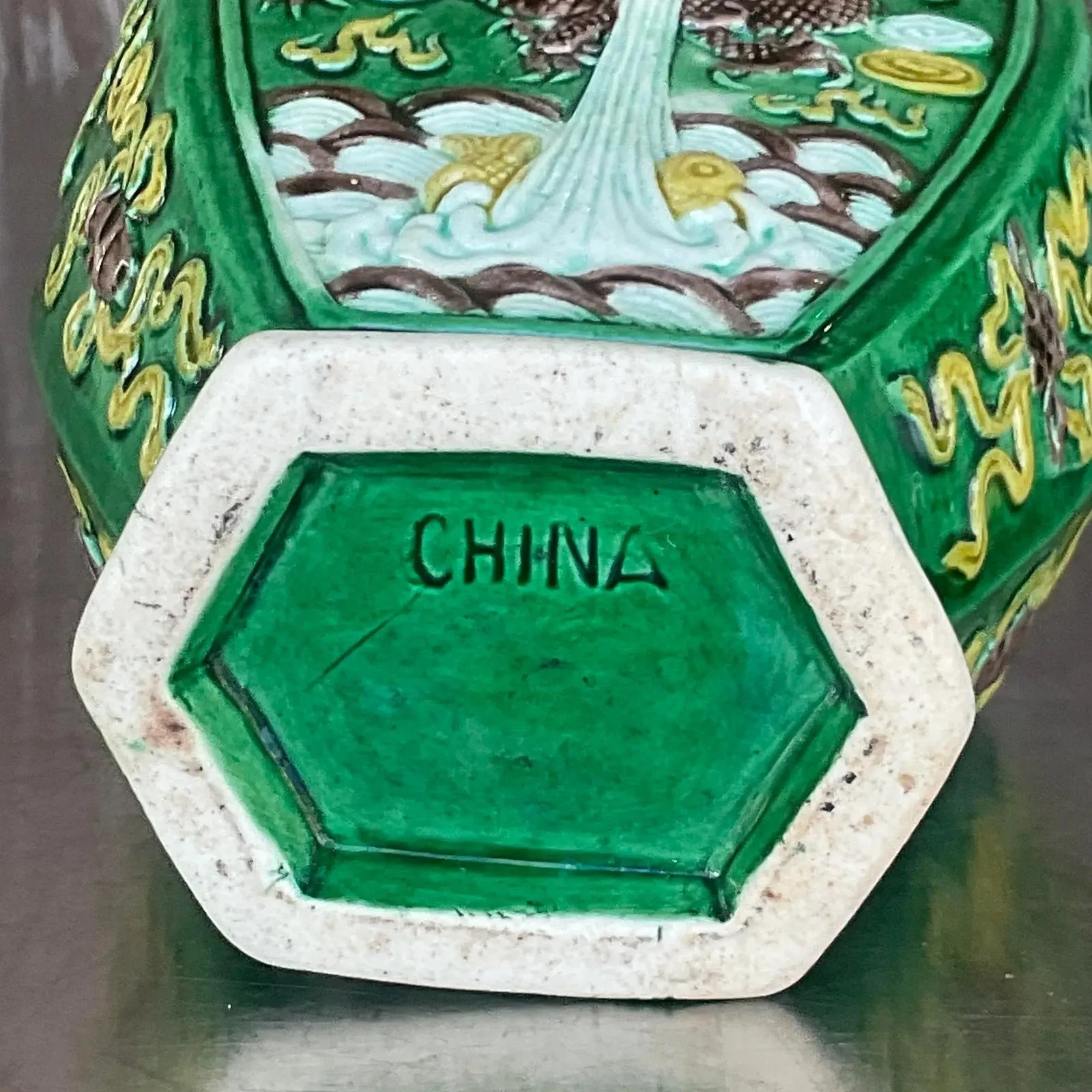 Vintage 1920s Asian Dragon Vase — additional photo 6