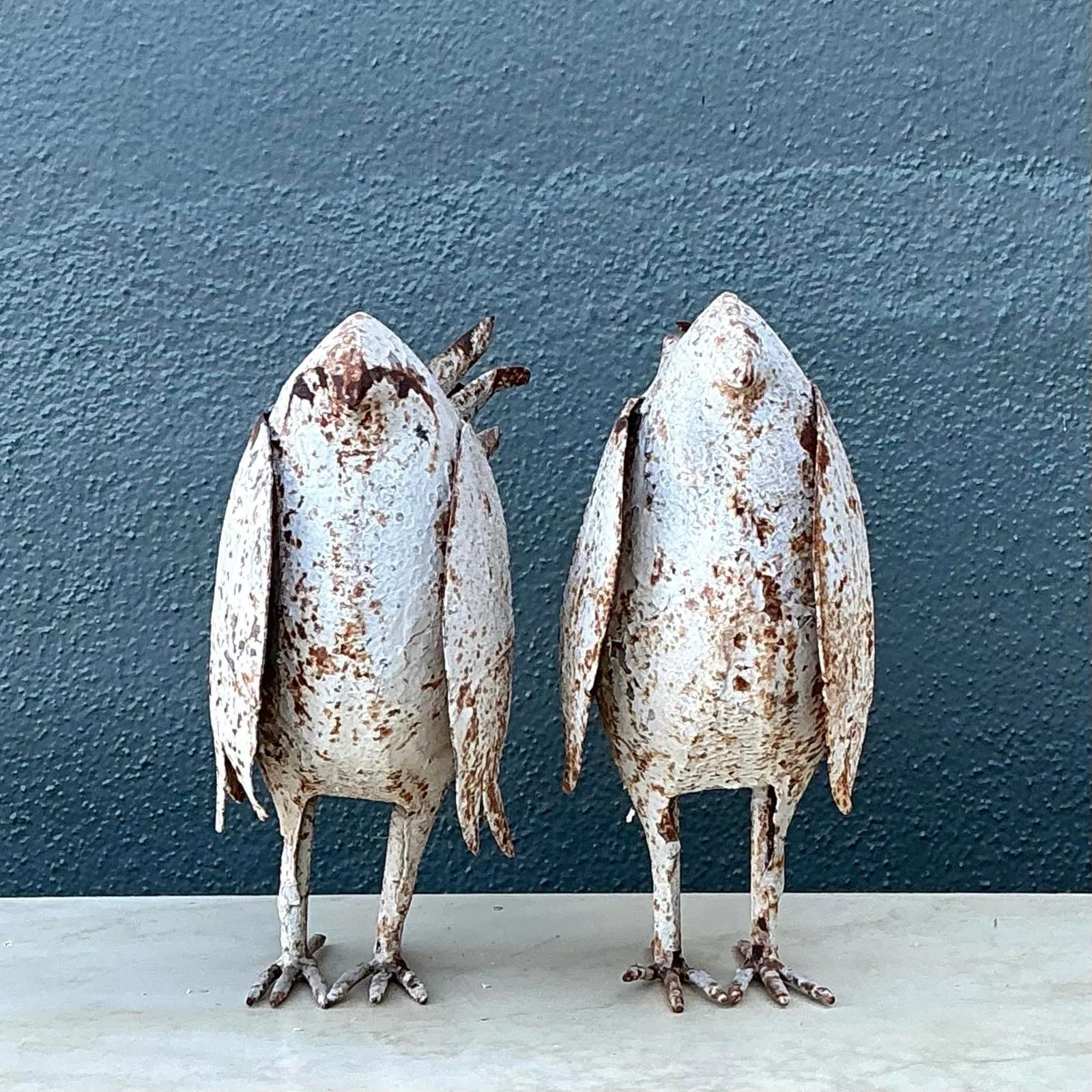 Vintage Distressed Punch Cut Metal Birds - A Pair — additional photo 5