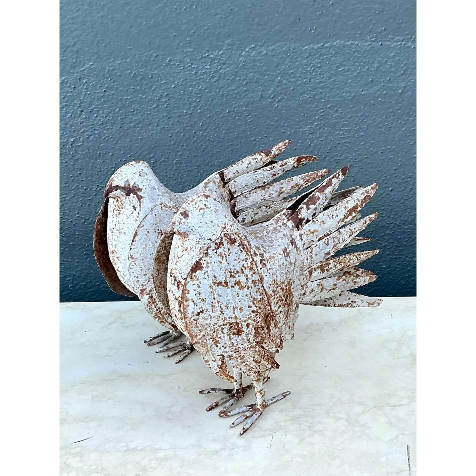 Vintage Distressed Punch Cut Metal Birds - A Pair — additional photo 3
