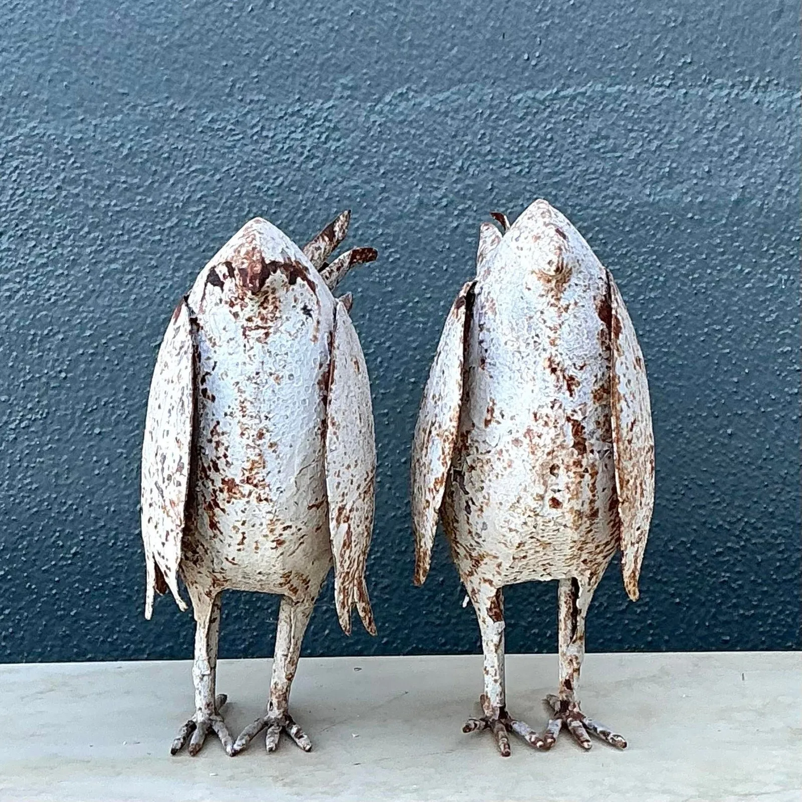 Vintage Distressed Punch Cut Metal Birds - A Pair — additional photo 6