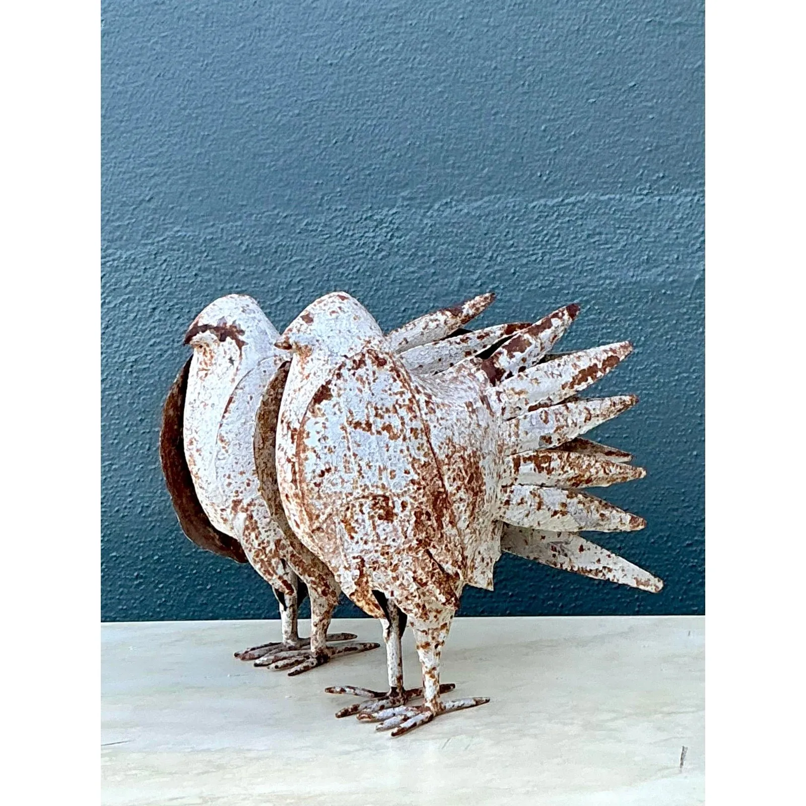 Vintage Distressed Punch Cut Metal Birds - A Pair — additional photo 4