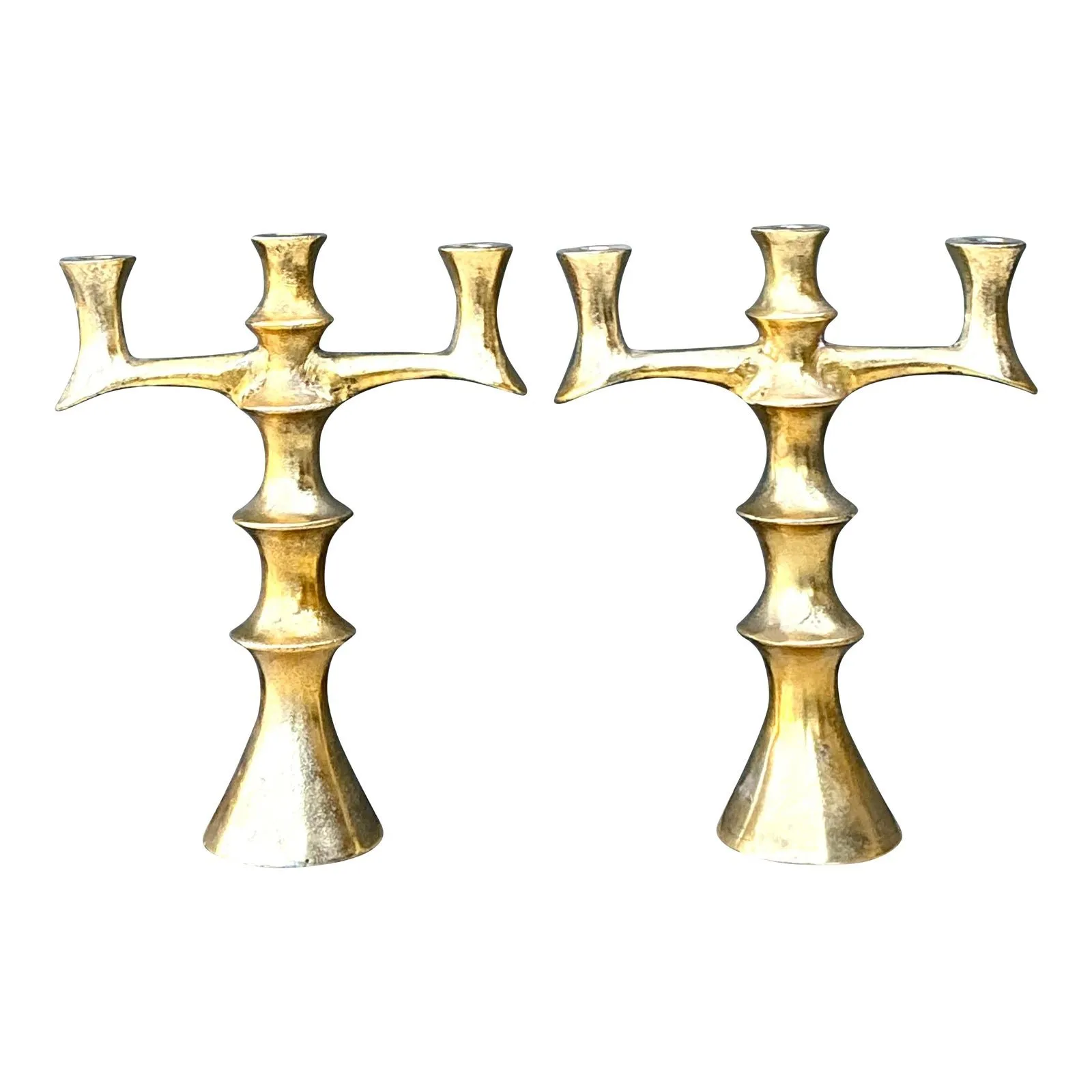 Vintage Brutalist Bronze Candlesticks - A Pair — additional photo 8