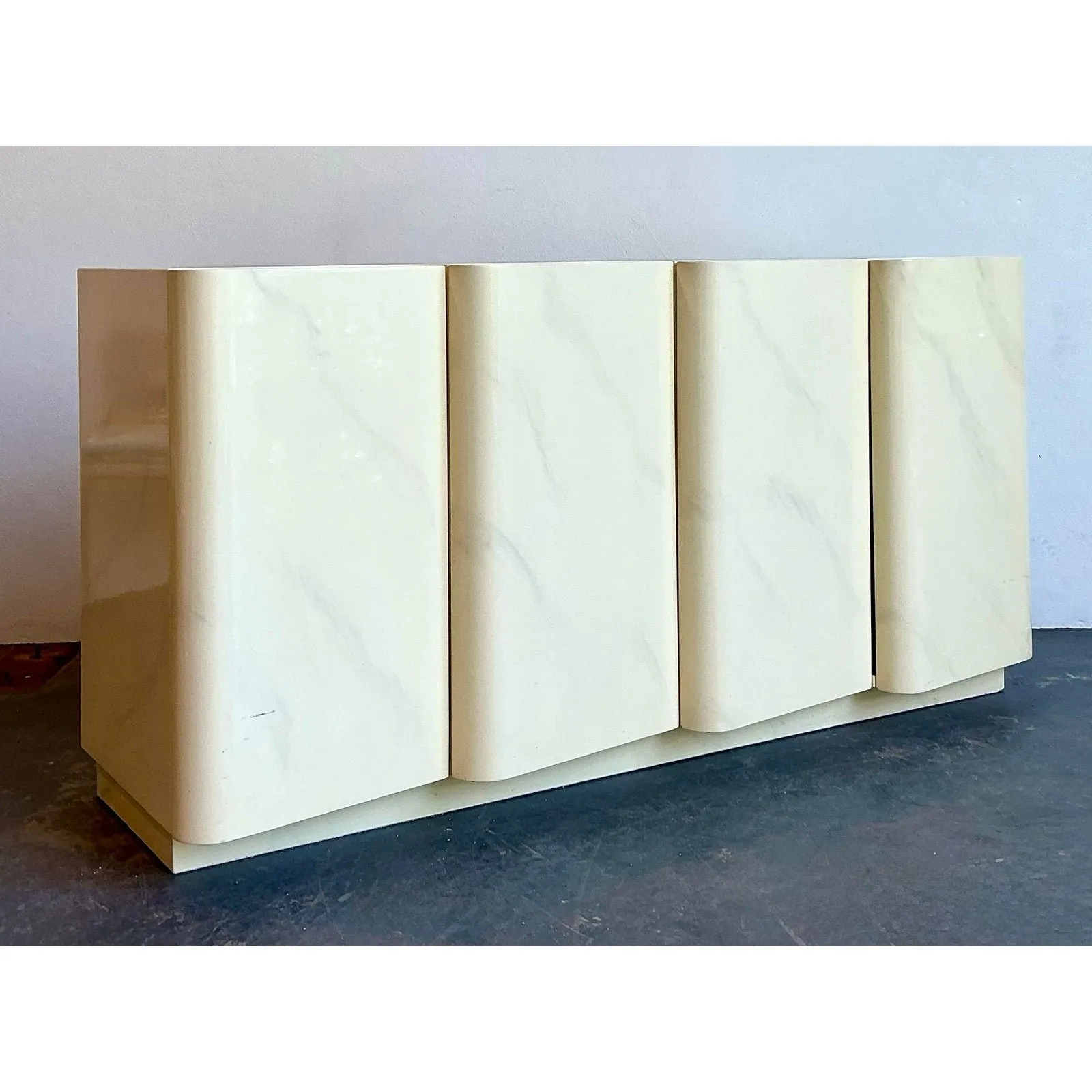 Vintage Postmodern Wave Front Credenza